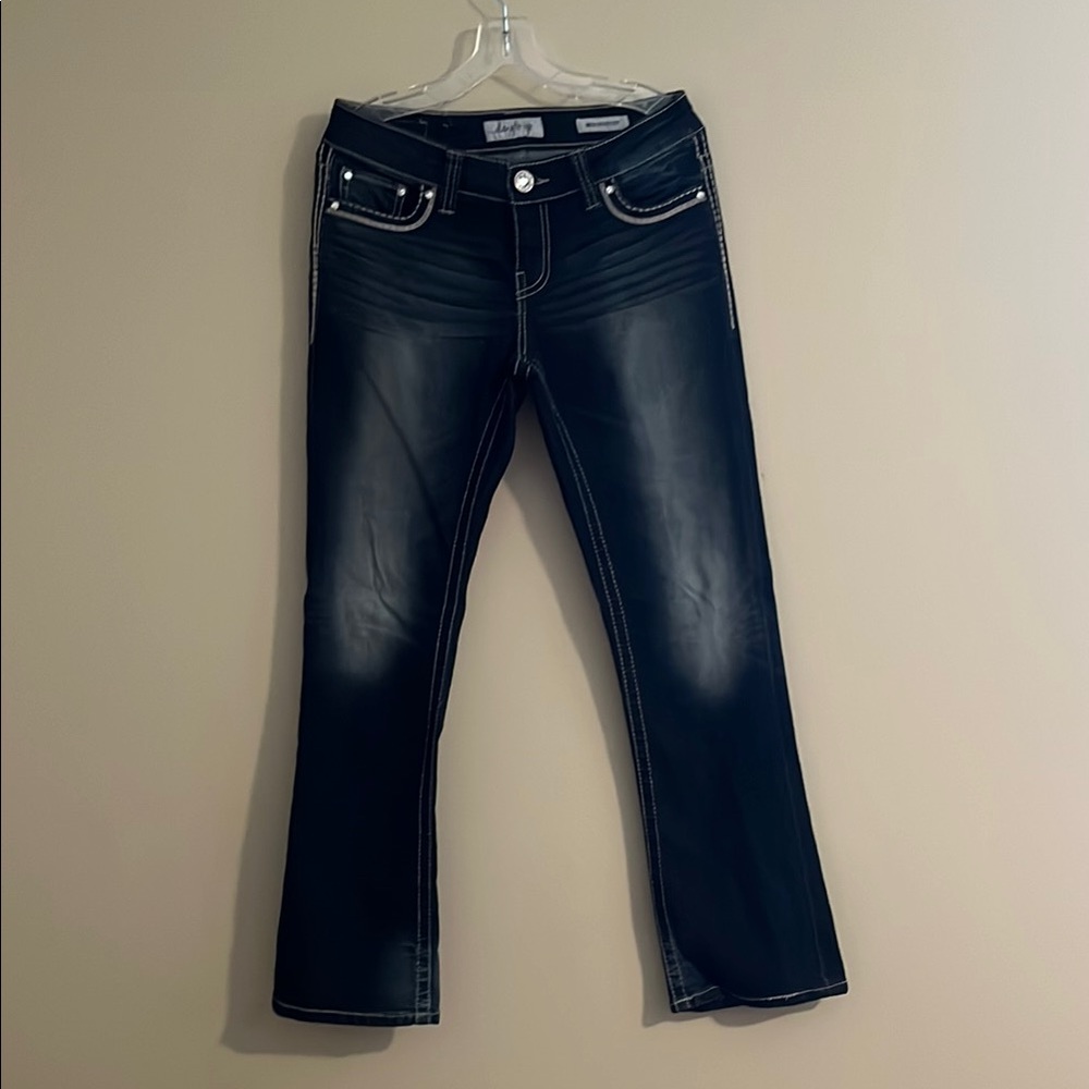 Daytrip Dark Denim Virgo Boot Cut Jeans with Subtle Fading